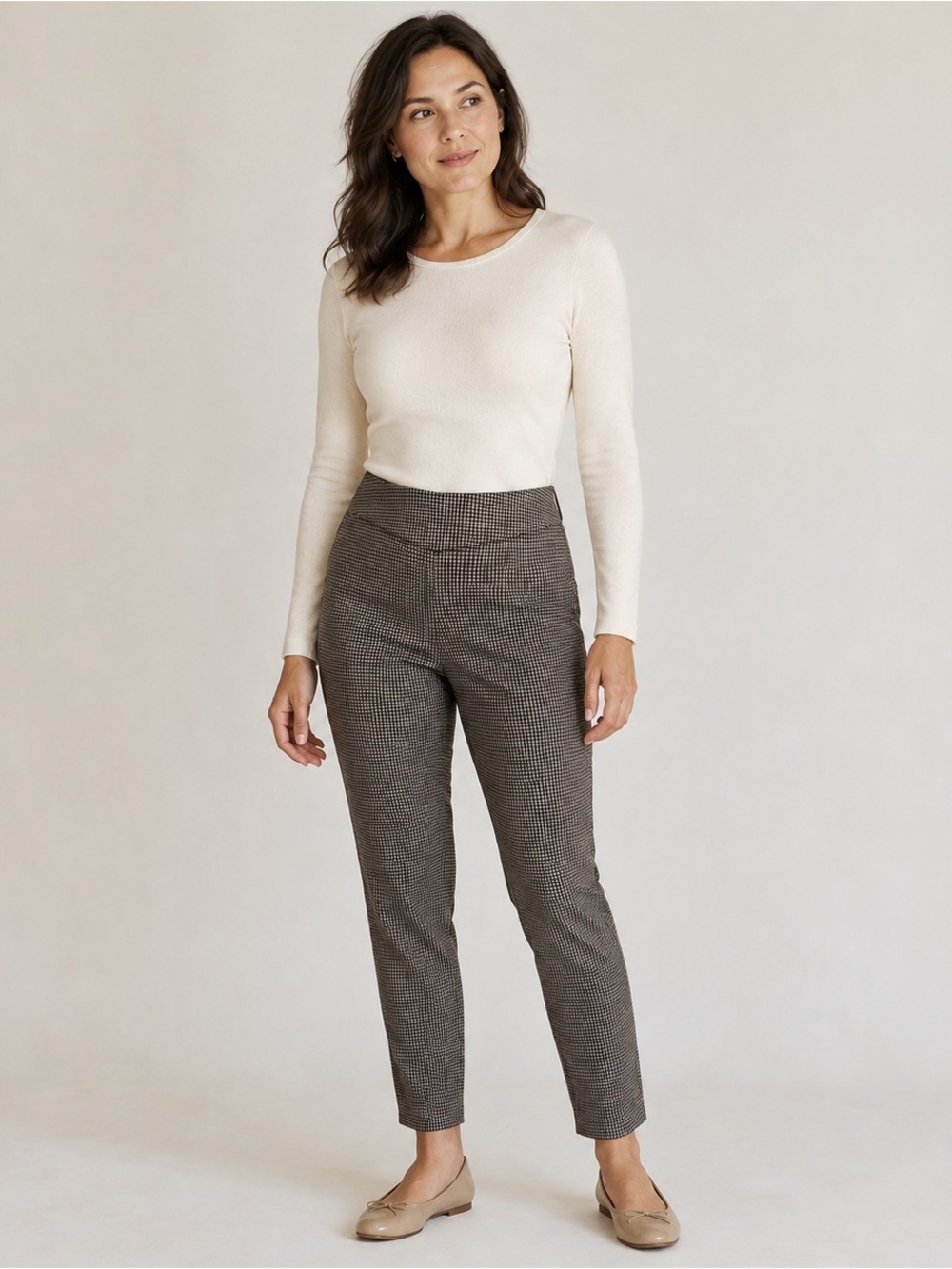 Zac & Rachel Brown Tan Black Plaid Pull-On Ankle Pants Size Small